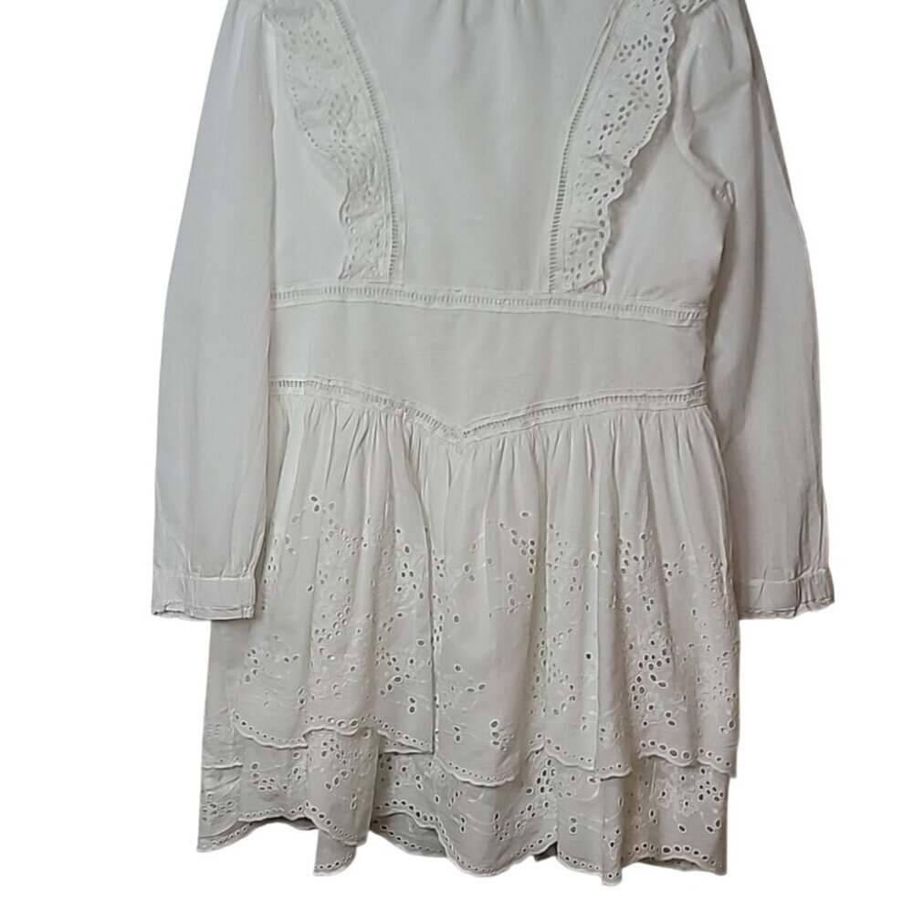 Allsaints Aislyn Broiderie White Ruffled Eyelet Dress 100% Cotton Lined EUC Worn - Picture 16 of 16
